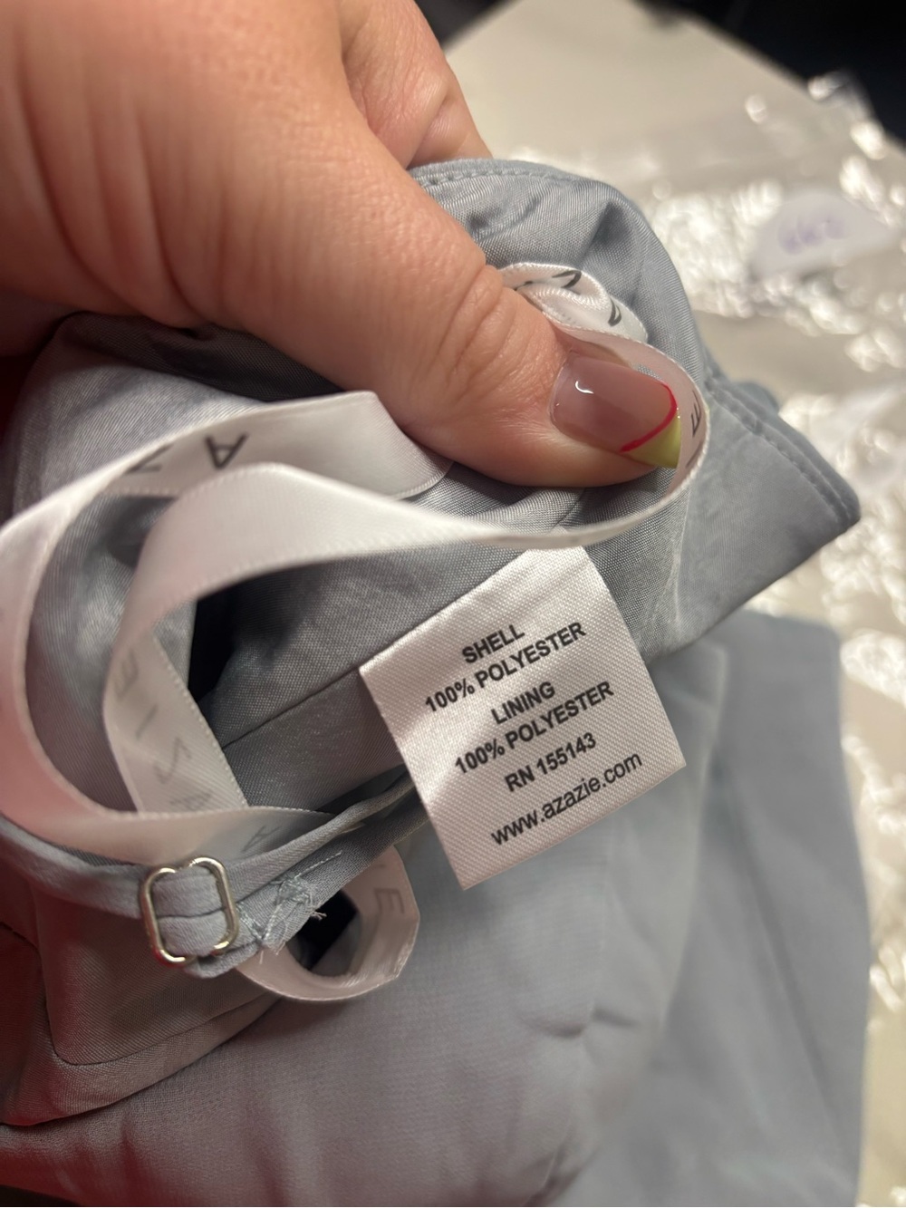 Azazie Light Blue Grey Chiffon Maxi Bridesmaid Dress Size 10 Formal Cocktail - Picture 7 of 7
